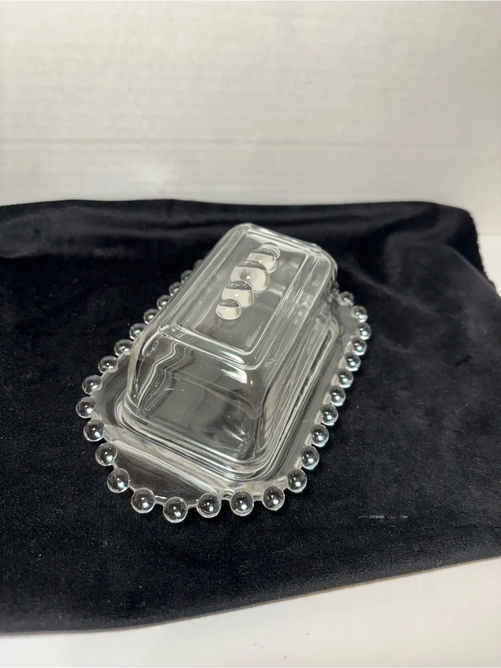 Imperial Glass Butter Dish Candlewick Lidded VTG Dining Serveware Beaded Lid